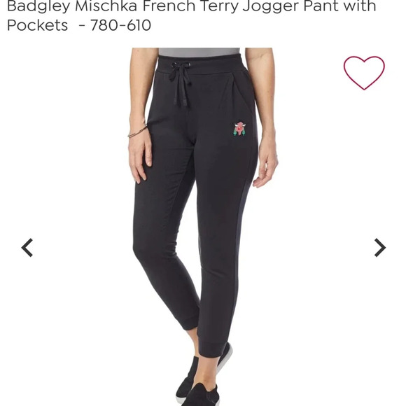 Badgley Mischka Plus Size's Terry Jogger in Blush, Gray, and Black - Picture 6 of 6